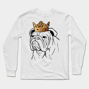 Bulldog Dog King Queen Wearing Crown Long Sleeve T-Shirt